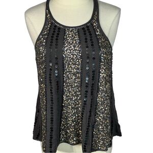Express Sequin Racerback Tank Top Gray Sleeveless Loose Fit